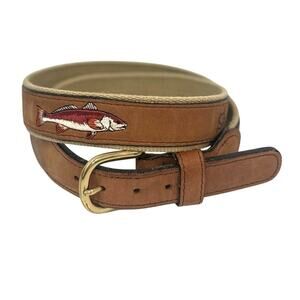 World Wide Sportsman Redfish Embroidery Full Grain Leather Belt 36